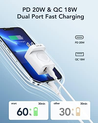 VRURC Portable Wireless Magnetic Charger for Apple Watch – 3-in-1 Travel Essential with PD 20 W Fast Charging, Compatible with i Phone 16/15/14/13 & Android Devices – Lightweight Design in Stylish Purple for Ultimate Convenience