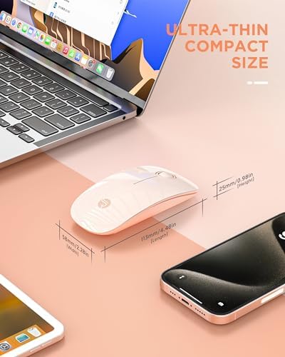 Sleek Purple Wireless Bluetooth Mouse – Effortless Dual Connectivity, 1600 DPI Precision, Whisper-Quiet Clicks, Long Battery Life for Enhanced Productivity and Versatile Device Compatibility