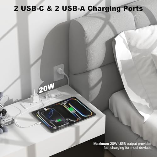 Revolutionary 8-in-1 Recessed Power Strip with 15 W Wireless Charger & 20 W Fast Charging – Ultimate Furniture Charging Station Featuring 3 AC Outlets & 4 USB Ports, Flush Mount Design, 10 FT Cord for Flexible Setup – Perfect for Home and Office Organization