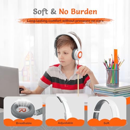 Comfortable Pink Headphones for Kids with Microphone – Safe Listening Technology at 85/94 d B, Foldable & Portable for School and Travel, Includes Stylish Carrying Case – Ideal for Young Girls Who Love Music and Learning