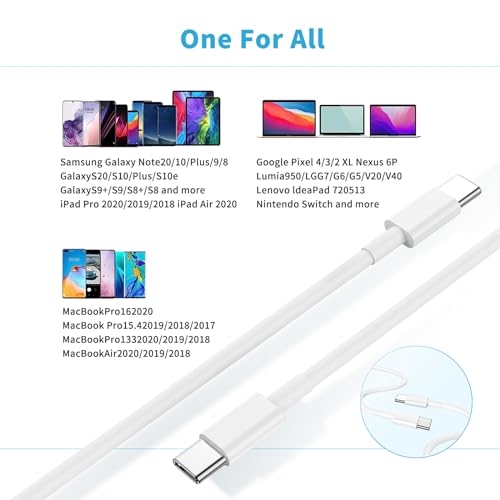 Premium 6 FT USB-C Fast Charger Cable for i Phone 15 & 16 – Durable Nylon Braided Charging Cord – 2-Pack for Rapid Charging with Enhanced Compatibility for Mac Book Pro, i Pad Air 4/5, and i Pad Pro – Tangle-Free, Long Reach Design for Ultimate Convenience