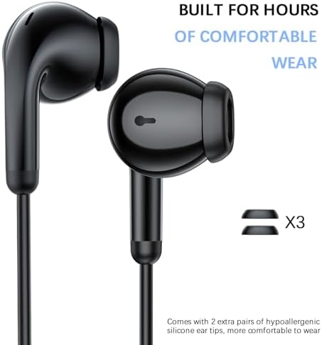 High-Fidelity USB C Earbuds with Ergonomic Design & Integrated Mic – Premium Sound Quality for Samsung S25 Ultra, i Phone 16, Pixel 9, and More – Magnetic Carry Case for Effortless Portability & Enhanced Compatibility – Perfect for Music Lovers & Professionals