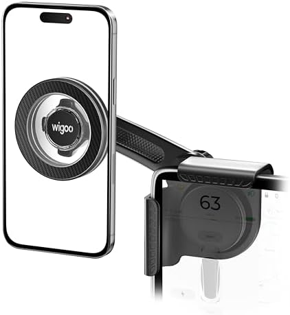 Wigoo Tesla Magnetic Phone Mount – Ultimate Hands-Free Holder for Model 3/Y/X/S – Secure, No-View Obstruction Design for i Phone & Android – Enhanced Compatibility, Effortless Installation, Premium Quality Materials