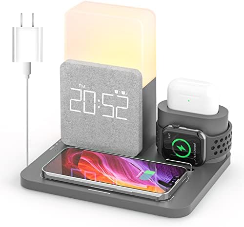 Transform Your Charging Setup with the Ultimate 3-in-1 Wireless Charging Station – Fast 15 W Qi Charger, Integrated Alarm Clock, and Calming Night Light for i Phone 12/13/14/15/16 Pro/Pro Max, Samsung Devices, and Air Pods – Stylish Space-Saving Design for Enhanced Organization and Compatibility