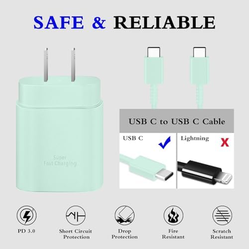 Experience Unmatched Fast Charging with the GUUSMART 2-Pack 25 W Type C Charger & 6 ft USB C Cable – Ideal for Galaxy S23 Ultra, i Phone 15 Series & More – Compact, Lightweight, and Sleek Black Design for On-the-Go Efficiency – Power Up to 3 x Faster with Enhanced Compatibility and Durability