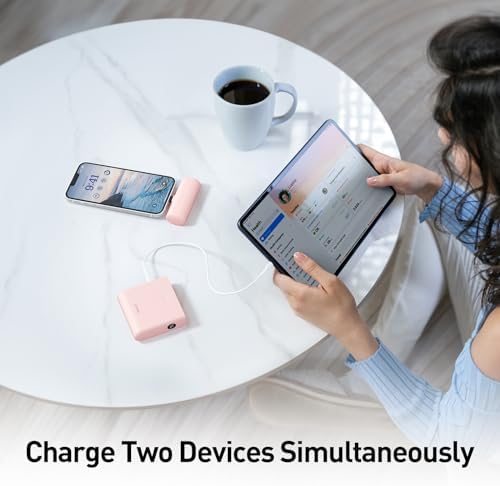 i WALK 13500 m Ah USB-C Portable Charger – Ultra-Fast Charging Power Bank for i Phone 16/15/16 Plus/16 Pro Max, i Pad & More – Lightweight Battery Pack in Stylish Pink for On-the-Go Convenience and Enhanced Device Compatibility