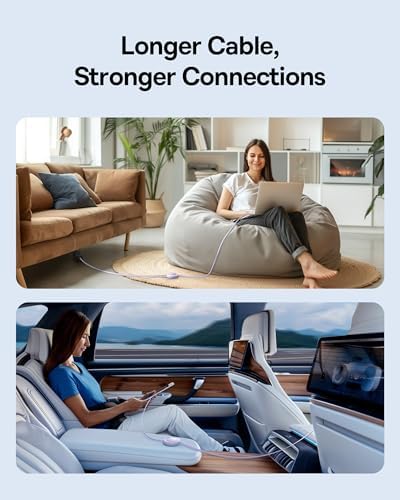 Baseus 100 W Retractable USB-C to USB-C Charging Cable – Versatile 6.6 ft Length with 7 Adjustable Stages for High-Speed Charging of i Phone 16/15 Pro Plus, Mac Book, i Pad Pro, Samsung S24/S23+ – Durable, Tangle-Free Solution for Home and Travel Charging Needs