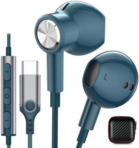 High-Fidelity USB C Wired Earbuds for i Phone 16 & Samsung Galaxy S23/S25 – Superior Sound Quality with Built-in Microphone – Ergonomically Designed for All-Day Comfort – Durable, Tangle-Free Earphones for Ultimate Listening Experience