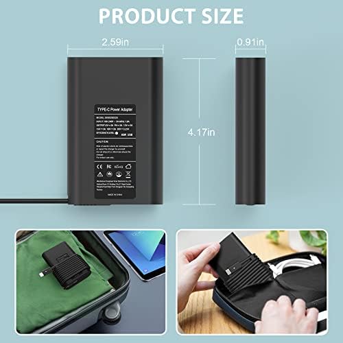 65 W USB-C Fast Charger for Dell Devices – High-Speed Power Adapter Compatible with Latitude, XPS, Inspiron & Chromebook Models – Universal Input (100-240 V) with Multiple Output Options for Optimal Performance – CE/FCC/ROHS Certified with 12-Month Warranty and 30-Day Satisfaction Guarantee – Ideal for Professionals Needing Reliable Charging on the Go