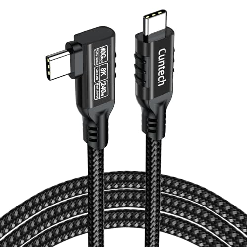 USB C 90 Degree Right Angle Cable 3.3ft 2-Pack, 240W PD Fast Charging 40Gbps Data Transfer 8K/4K Video USB C Cable for Thunderbolt 4/3 MacBook for iPhone 15 iPad Samsung Galaxy Other Type C Devices – Enhanced Compatibility and Speed