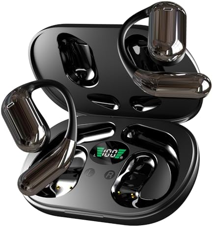 Sleek White Wireless Bluetooth Earbuds with Secure Hooks – 50-Hour Playtime & LED Charging Case for Ultimate Convenience | Waterproof & Sweat-Resistant Design Perfect for Fitness Activities | Ergonomic Comfort for Running & Active Lifestyles | Built-in Microphone for Clear Hands-Free Calling | Fast Pairing Technology for Hassle-Free Connectivity