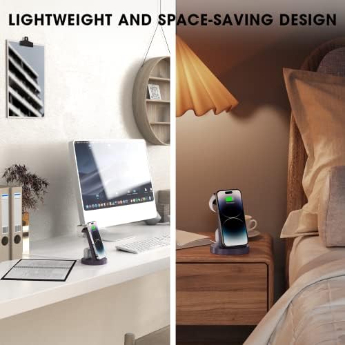 Sleek 3-in-1 Wireless Charging Station for i Phone & Apple Watch – Fast Charging Dock for Air Pods 11-16, Pro Max Models – Stylish Rose Finish & Space-Saving Design for Efficient Device Organization