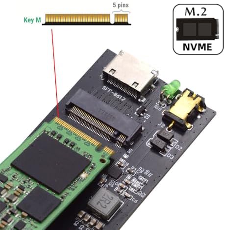 Elevate Your Computing Power: Cablecc SFF-8612 Oculink to M.2 NVMe PCIe SSD Enclosure Adapter for 2280 SSDs – Ultimate Speed and Compatibility Upgrade for Your Mainboard