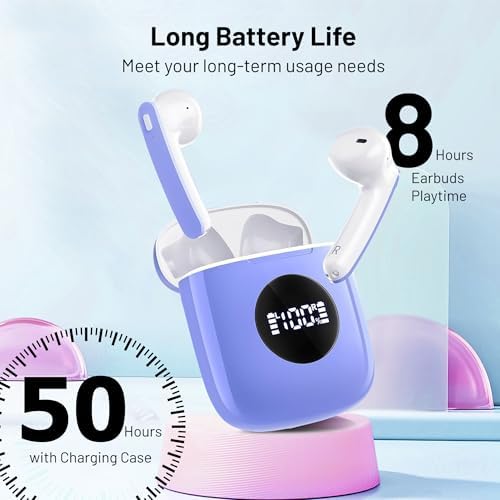 Premium Pink IP7 Waterproof Wireless Earbuds with Superior Noise-Cancelling Technology – Ultimate 50-Hour Playback & LED Charging Case for Enhanced Comfort in Sports and Daily Life