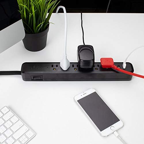 Globe Electric Designer Series 3-Outlet Power Strip in Chic Rose Finish – Stylish Surge Protector with Enhanced Compatibility and Fast Charging for Modern Homes and Offices