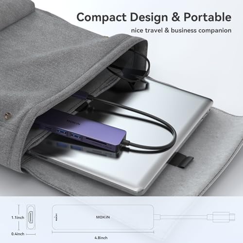 Transform Your Mac Book Pro/Air into a Powerhouse: MOKi N 7-in-1 USB C Hub HDMI Adapter with 4 K Support, Dual Card Readers, and Rapid 5 Gbps Data Transfer – Ideal for Dell XPS and Lenovo Think Pad Users!