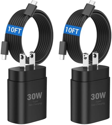 30 W Fast Charger for i Phone 15 Pro Max – 10 FT USB-C Cable & PD 3.0 Power Block | Rapid Charging for i Pad Pro/Air & Samsung S24 – Sleek Black Design for Ultimate Convenience and Durability