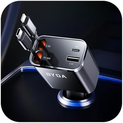 Revolutionary 2025 Micro-Version 4-in-1 Retractable Car Charger – 69 W Fast Charging USB C Adapter for i Phone 16/15/14/13, Samsung Galaxy, i Pad, Pixel – Ultimate Convenience with Tangle-Free Design and Enhanced Compatibility for All Your Devices