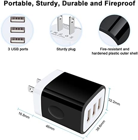 18 W Fast Charger Adapter with 3-Port USB Wall Plug – Ultimate Multi-Device Charging Solution for i Phone 16 to 6, Samsung & Android – Compact, High-Speed Performance with Enhanced Safety Features
