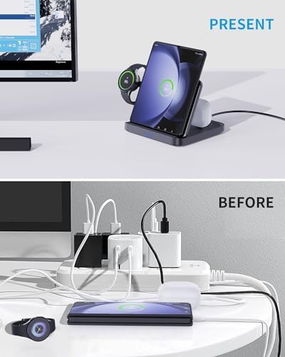 Ultimate 3-in-1 Foldable Wireless Charging Station for Samsung Devices – Fast Charge Dock for Galaxy Z Fold 6/5, Z Flip 6/5/4, S23/S22, Note20/10 Ultra, Watch 6/5/Pro/4/3, and Ear Buds 2/2 Pro/Live – Portable Power Solution with Enhanced Safety Features for Everyday Convenience