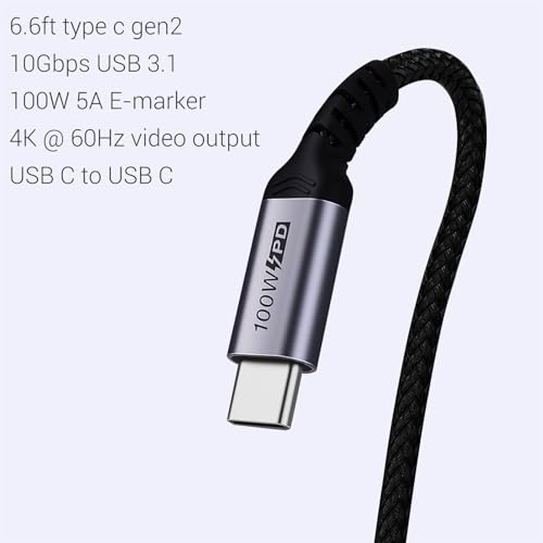 10 FT USB C 3.1 Gen 2 Cable – 2 Pack for High Speed 10 Gbps Data Transfer & 100 W Fast Charging, 4 K 60 Hz Video Output Compatible with Mac Book Pro, Galaxy S21, Thunderbolt 3 – Ultimate Connectivity Solution for Power Users