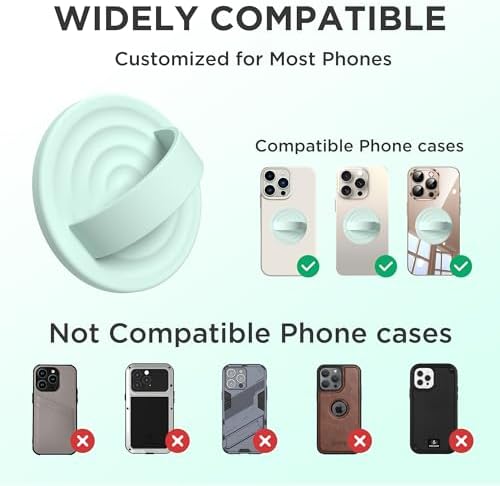 Upgraded Magnetic Phone Grip for i Phone: Premium Silicone Loop Holder with Mag Safe Compatibility – Ergonomic 360-Degree Stand, Non-Slip Design in Sleek Black for Enhanced Comfort and Secure Handling on i Phone 16/15/14/13/12 Pro Max/Plus
