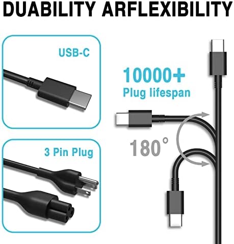 High-Speed 65 W USB-C Charger for Dell Latitude & XPS Series – Versatile AC Adapter Compatible with 5520, 5420, 7320, Chromebook 3100, XPS 13 & More – Enhanced Power Delivery & Durability with One-Year Warranty – Optimal for Fast Charging & Reliable Performance