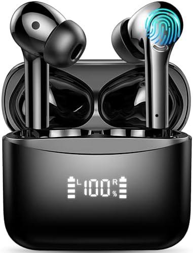 Premium Bluetooth 5.3 Wireless Earbuds – High-Fidelity Stereo Sound with Advanced ENC Noise Reduction Mic, IPX7 Waterproof Design, Ergonomic Comfort & LED Charging Case – Perfect for Sports, Work, and Daily Use