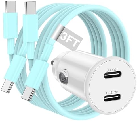 High-Power USB C Car Charger for i Phone 16 & 15 Series – 40 W Dual Port Fast Charging Adapter with 3 FT USB-C to C & A to C Cables – Versatile Compatibility for i Pad, Samsung, and More – Compact Design for On-the-Go Convenience and Enhanced Safety Features