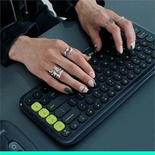 Elevate Your Workspace with the Logitech POP ICON Wireless Bluetooth Keyboard – Stylish Graphite & White Design, Effortless Multi-Device Switching, Comfortable Low-Profile Typing, and Customizable Keys for Enhanced Productivity on Laptops, Tablets, and PCs