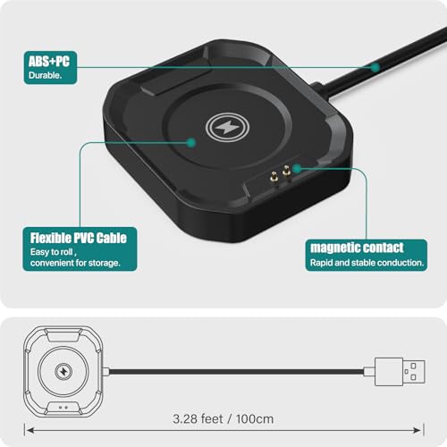 TUSITA 1 M Smartwatch Charger Cable for CARBINOX Vortex – Ultra-Fast Charging Solution with Robust Durability and Compact Design for Effortless Power Management on the Go