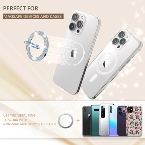 Glamorous Purple Glitter Magnetic Phone Ring Holder for Mag Safe – Secure i Phone Grip with Wireless Charging Compatibility – Elevate Usability and Style Effortlessly