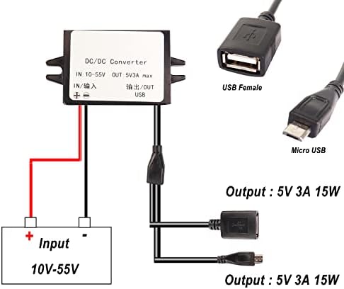 Compact 12 V-48 V to 5 V Mini USB Step-Down Converter – 3 A High-Efficiency Buck Module for Reliable Mobile Power Supply – Perfect for Charging Devices in Cars, Outdoors, and Home Use – Durable and Universal Compatibility for All USB Gadgets