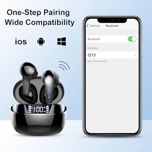 Elevate Your Audio Journey with Premium Bluetooth 5.3 Hi-Fi Stereo Earbuds – 47 Hours of Playtime, Cutting-Edge ENC Noise Cancellation, IPX7 Waterproof for Active Lifestyles, Effortless Pairing in Sleek Black Finish