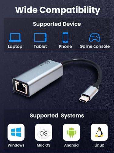 Elevate Your Workspace with the Ultimate USB-C Ethernet Adapter: 100 W Fast Charging Hub for Seamless Multiport Connectivity – Perfect for Laptops, Mac Books & Chromebooks – Experience Blazing Gigabit Ethernet Speeds & 5 GB USB 3.0 for Quick Data Transfer & Effortless Media Management