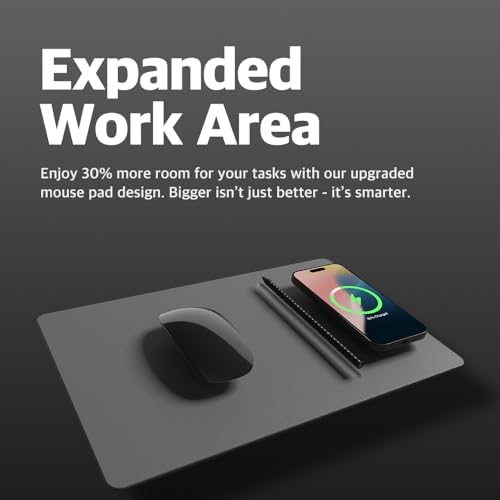POUT H3 Midnight Blue Portable Qi Wireless Charging Mouse Pad – Effortless Device Charging Meets Sleek Workspace Efficiency for Laptops, i Phones, Air Pods & Samsung Galaxy – Lightweight, Non-Slip Design Enhances Productivity & Style
