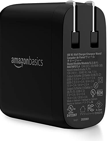 Amazon Basics 65 W Ga N USB-C Wall Charger – High-Speed Power Delivery Adapter for Laptops, Tablets & Smartphones, Compact & Foldable Design for Ultimate Portability, Efficient Charging Solution in Sleek Black Finish