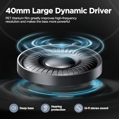 Elevate Your Sound Experience with FIO MOTUS Bluetooth Over-Ear Headphones – Unmatched 130-Hour Battery Life, Advanced Noise Cancellation, Custom EQ for Personalized Deep Bass, and High-Resolution Audio Quality – Perfect for Travelers and Home Office Users Seeking Comfort and Effortless Wireless Connectivity