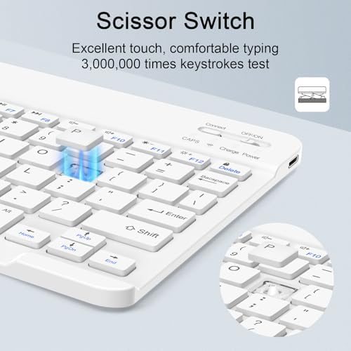 Sleek Wireless Keyboard and Mouse Combo – Rechargeable Bluetooth & 2.4 GHz USB for i Pad, Smartphone, PC & Laptop – Ergonomic Design for Ultimate Comfort in White – Elevate Your Workspace Efficiency!