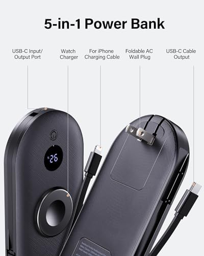 High-Capacity 10000 m Ah Power Bank with Built-in AC Wall Plug – Ultra-Fast Charging Solution for i Phone, Apple Watch, Air Pods, i Pad, and More – Compact Portable Charger for On-the-Go Power Needs – Enhanced Compatibility for All Your Devices