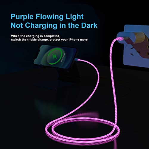 Illuminate Your Charging Experience with the 2 M/6 FT LED Lightning Charge Cable – Enhanced Apple Charger for Quick Sync and Data Transfer, Compatible with i Phone 13/12 Pro Max, 11 Pro, XR, XS Max, X, 8, 7, SE 2020, i Pad, and i Pod (Vibrant Blue) – Durable, Extra Long, Fast Charging Solution for Effortless Use in Low-Light Environments
