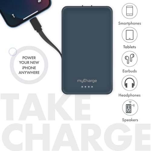Ultra-Fast my Charge Power+Plug 20,000 m Ah Portable Power Bank with Built-in Charging Cable, USB-C Port, and Foldable Wall Plug – Ideal Travel Companion for Apple & Android Devices with 120 Hours of Reliable Power