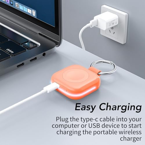 HUOTO Compact Magnetic Wireless Charger for Apple Watch – 1200 m Ah Portable Power Bank Keychain, Compatible with Series 10/9/8/Ultra 2/Ultra/7/6/5/4/3/2/SE, Ideal Travel Accessory for Effortless Charging On-the-Go