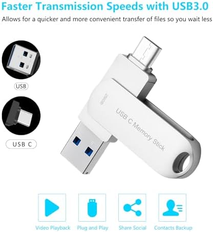 Revolutionize Your Data Management with the HUNPINS 256 GB USB C Thumb Drive – Ultra-Fast 170 MB/s Transfer Speed for Android Phones, Tablets, and PCs – Compact, Durable, and Versatile Memory Stick for Effortless File Backups and Transfers