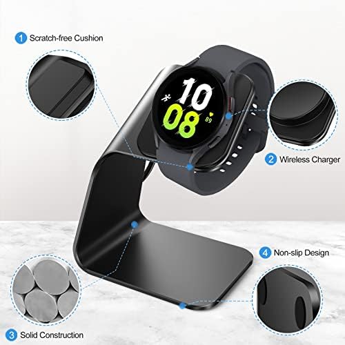 NANW Fast Charging Dock for Samsung Galaxy Watch Series 7, 6, 5 Pro, 4, 3 & Active 2 – Sleek USB Charger Stand with Enhanced Compatibility, Non-Slip Stability, and Portable Design for Effortless Power-Up and Smartwatch Organization