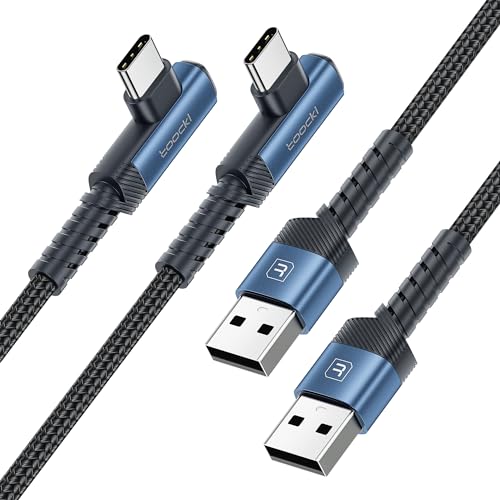 10 ft Braided USB to USB C Cable (2 Pack) – 90 Degree Right Angle Fast Charging Cord for i Phone 16/15 Series, Samsung Galaxy S10/S10+, LG V30, Nintendo Switch – Ultimate Durability and Flexible Connectivity