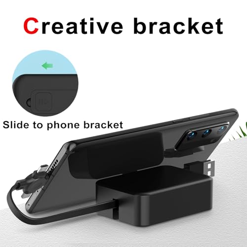 4-Pack Retractable 3-in-1 Charging Cable Set – Versatile 3.28 Ft Fast Charging Solution with IP, USB C, and Micro USB Connectors – Tangle-Free Design for Smartphones, Tablets & More – Stylish Black, Blue, Purple, Pink Options with Handy Phone Holder for On-the-Go Power