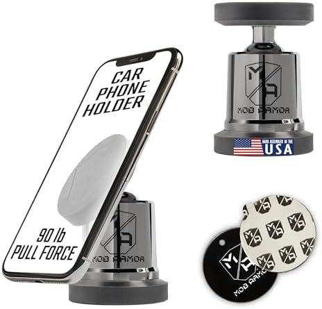 Mob Armor Mob Netic Maxx – Premium USA-Made Magnetic Phone Holder for Cars, Versatile 360° Rotation & 90° Tilt, Durable Aluminum Design, Perfect for i Phone & Android Devices – Enhance Your Driving Safety and Convenience