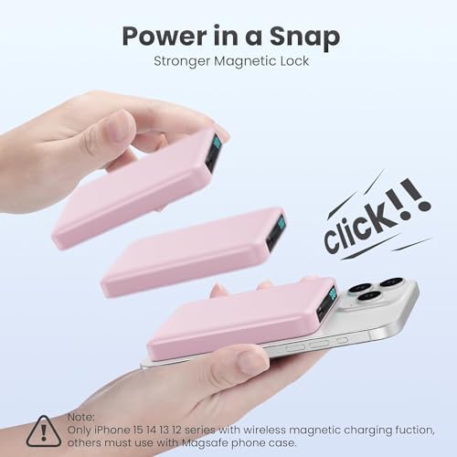 Ultra-Slim Magnetic Portable Charger 10800 m Ah Power Bank with LCD Display – Fast 20 W PD USB-C Input/Output, Wireless Charging for Mag Safe-Compatible i Phones Including 16/15/14/13 Series – Lightweight Travel Essential for On-the-Go Power