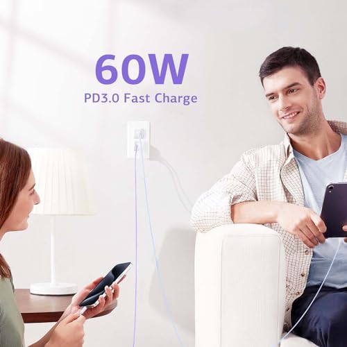 6-Foot USB C Cable for i Phone 15 – 3-Pack Durable Woven Fast Charging Solution for i Phone 16, Mac Book Pro, and Samsung Galaxy S23 Ultra – Optimal Length for Home, Office, and Travel Use – 60 W Power Delivery & High-Speed Data Transfer